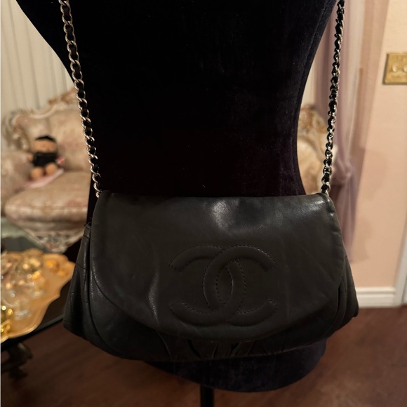 Authentic CHANEL CC Monogram Half Moon Lambskin WOC Flap Bag - Picture 10 of 13